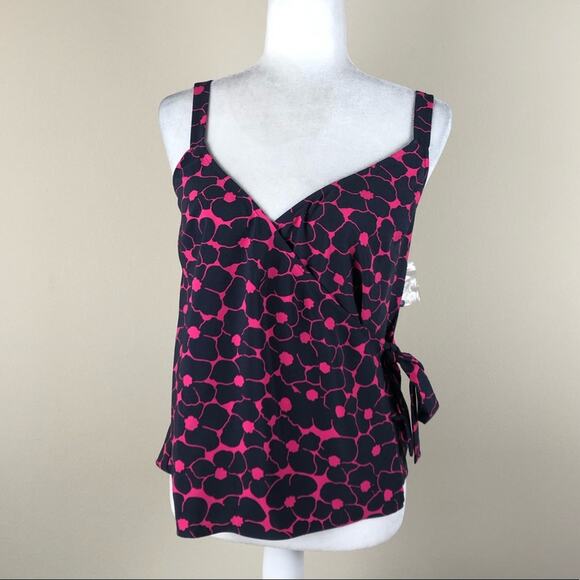 CHELSEA28 Floral Wrap Top Tank Summer Chic NWT Pink Purple Vibrant Boho Color - Picture 2 of 6